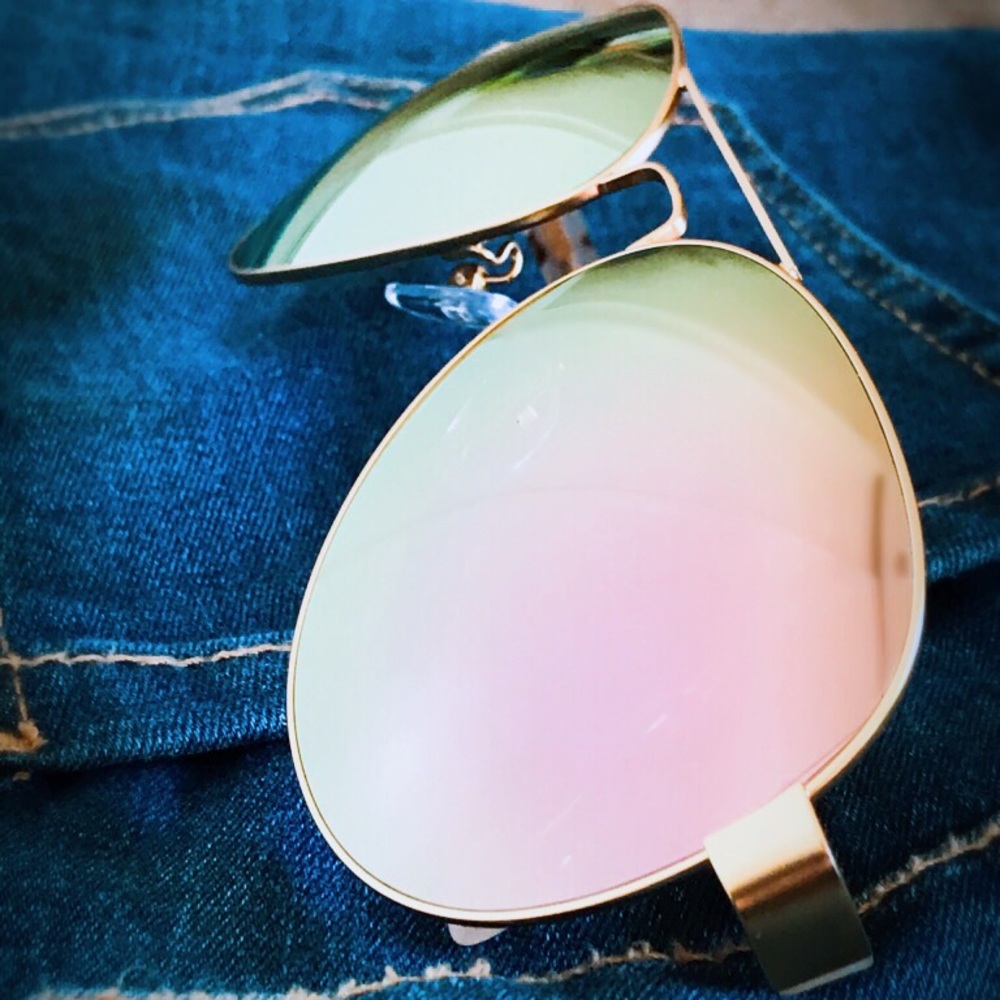 Orange Hudson Mirror Aviator Rose Gold Sunglasses